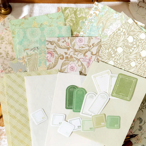 40Pcs Floral Handmade Paper Mix Material Junk Journal Planner Scrapbooking Vintage Decorative Collage DIY Craft Background Paper - Image 2