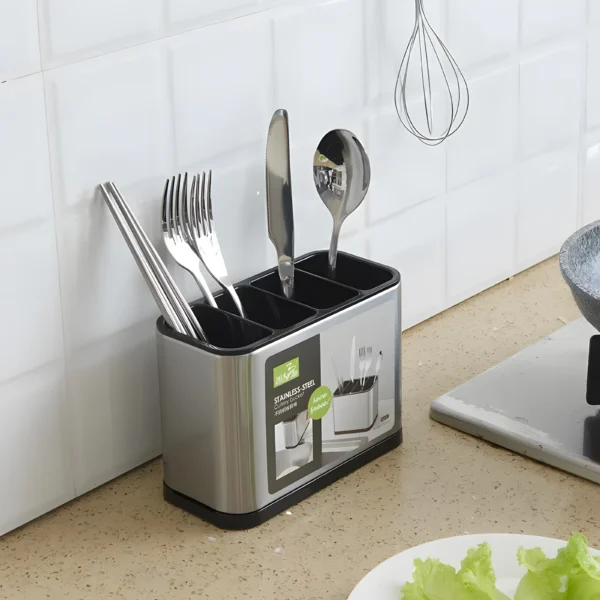 Stainless Steel Cutlery Drainer Knife Fork Spatulas Spoon Kitchen Utensils Holder Home Storage Drying Rack Organizer Accessories