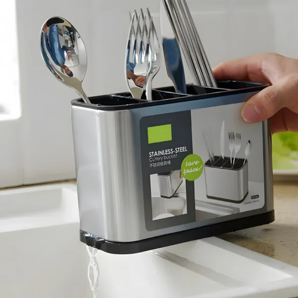 Stainless Steel Cutlery Drainer Knife Fork Spatulas Spoon Kitchen Utensils Holder Home Storage Drying Rack Organizer Accessories - Image 3