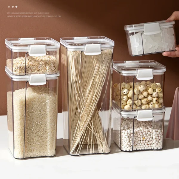 Sealed Can Kitchen Grain Storage And Organiser Large Can Plastic Moisture-proof Storage Box Household Seasoning Jar Storage Set - Image 5