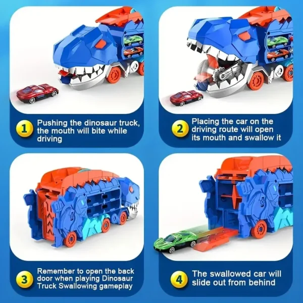 The Kids Truck Dinosaur Transporter Toys Cars Educational Model Toys Alloy Transforming Dinosaur Transport Car Toy for Childrens - Image 2