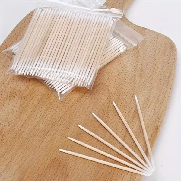 Disposable Ultra-small Micro Brushes Eyelash Extension Glue Removing Tools Double-end Wood Cotton Swab Lint-Free 7cm - Image 2