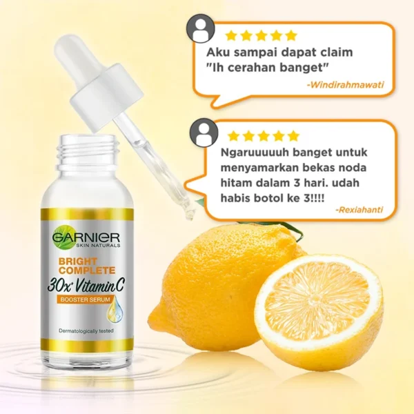 Garnier Bright Complete 30x Vitamin C Niacinamide Booster Serum Whitening Skin Tone Essence Fade Acne Mark Beauty Products 30ml - Image 3