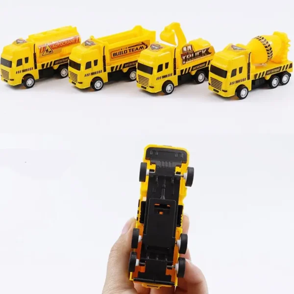 4 Pcs Educational Cars Children Kid Pull Back Toy Warrior Engineering Vehicle Model Four Mini Cars - Image 5