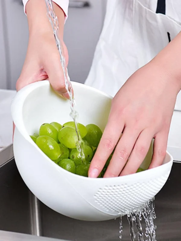 1PC- Colander Rice Bowl Drain Basket Fruit Bowl Washing Drain Basket with Handle Washing Basket Home Kitchen Organizer - Image 3