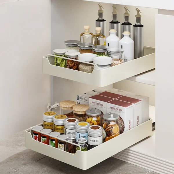 New Kitchen Storage Rack with Slide Rails Pull-out Kitchen Drawer Type Storage Tray Spice Box Storage Rack Cabinets Organizer - Image 3