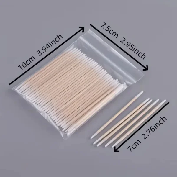 Disposable Ultra-small Micro Brushes Eyelash Extension Glue Removing Tools Double-end Wood Cotton Swab Lint-Free 7cm - Image 3