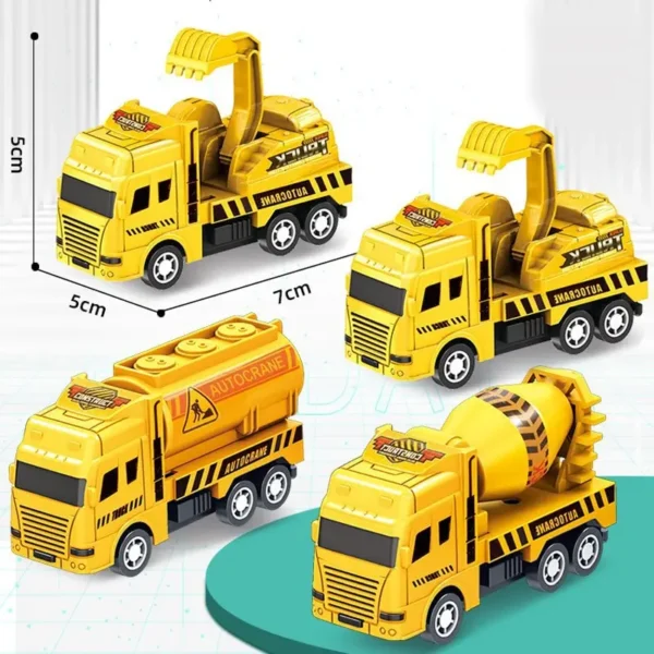 4 Pcs Educational Cars Children Kid Pull Back Toy Warrior Engineering Vehicle Model Four Mini Cars - Image 4