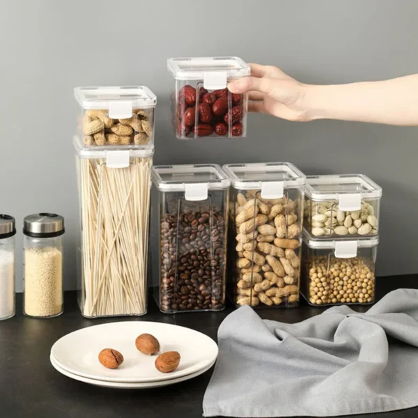 Sealed Can Kitchen Grain Storage And Organiser Large Can Plastic Moisture-proof Storage Box Household Seasoning Jar Storage Set - Image 4