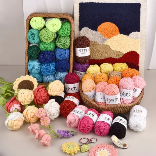 12Color Set Kids DIY Knitting Crochet Yarns Colorful Material For Needlework Sewing Hand Crafting Wool Ball Hat Dolls Soft Sewin - Image 2