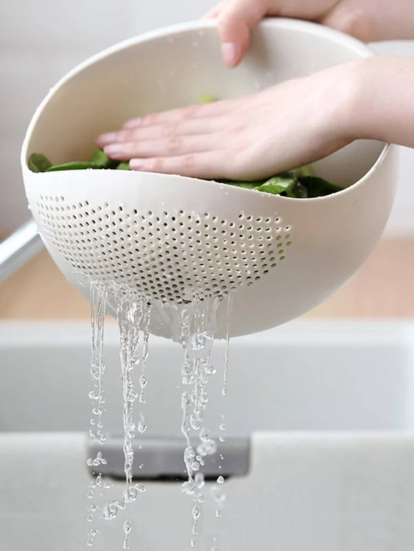 1PC- Colander Rice Bowl Drain Basket Fruit Bowl Washing Drain Basket with Handle Washing Basket Home Kitchen Organizer - Image 4