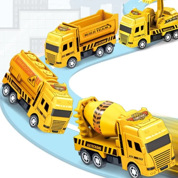 4 Pcs Educational Cars Children Kid Pull Back Toy Warrior Engineering Vehicle Model Four Mini Cars - Image 3