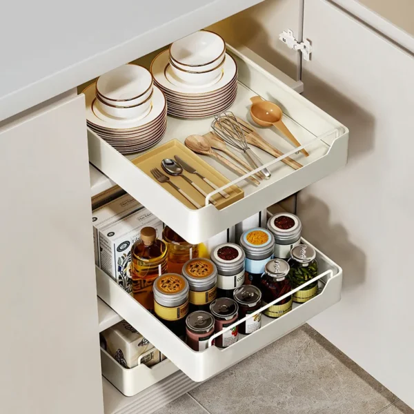 New Kitchen Storage Rack with Slide Rails Pull-out Kitchen Drawer Type Storage Tray Spice Box Storage Rack Cabinets Organizer - Image 4