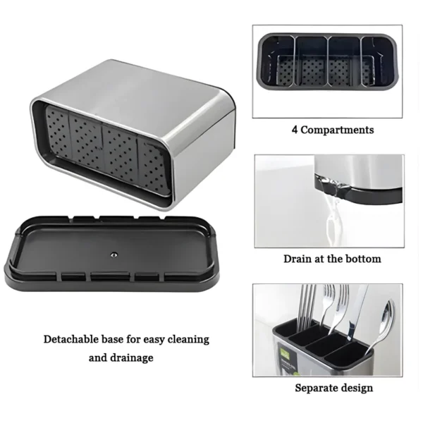 Stainless Steel Cutlery Drainer Knife Fork Spatulas Spoon Kitchen Utensils Holder Home Storage Drying Rack Organizer Accessories - Image 6