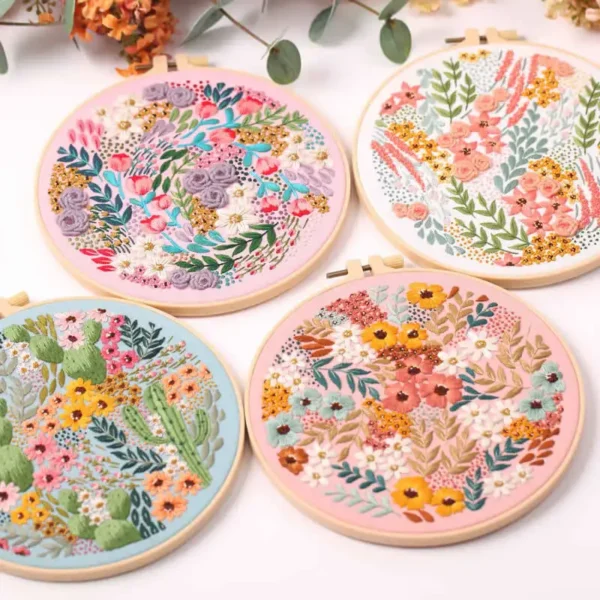 Embroidery Kit for Beginners and Embroidery Enthusiasts - Includes Floral Landscape with Thread Needles - Image 4