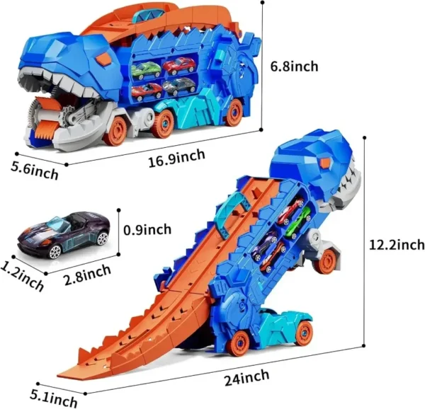 The Kids Truck Dinosaur Transporter Toys Cars Educational Model Toys Alloy Transforming Dinosaur Transport Car Toy for Childrens - Image 6