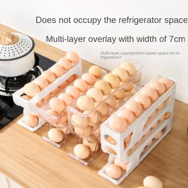 3 Layer / 4 Layer Automatic Egg Roller New Household Kitchen Dedicated Egg Roller Rack Space Saving Large Capacity Egg Organiser - Image 2