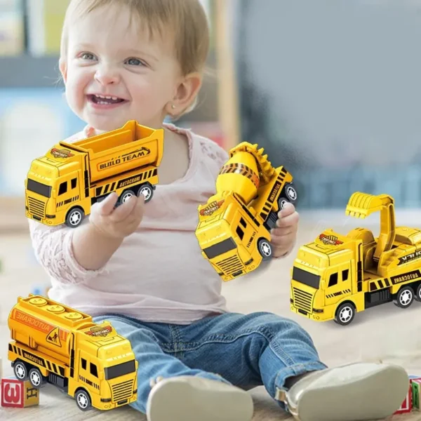 4 Pcs Educational Cars Children Kid Pull Back Toy Warrior Engineering Vehicle Model Four Mini Cars - Image 2