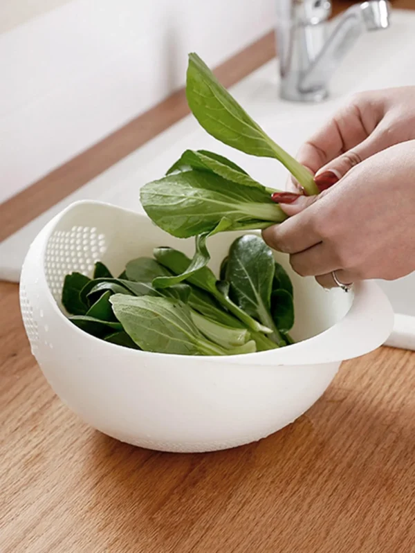 1PC- Colander Rice Bowl Drain Basket Fruit Bowl Washing Drain Basket with Handle Washing Basket Home Kitchen Organizer - Image 5