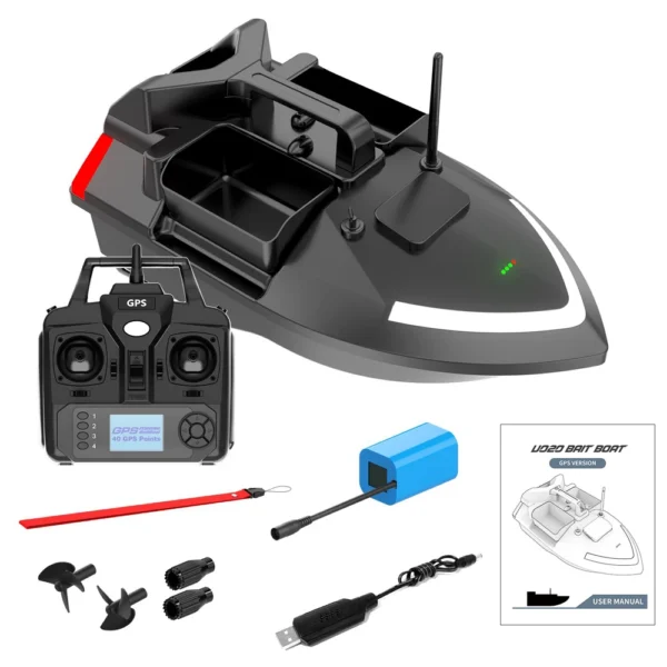 V020 GPS Fishing Bait Boat 500m Remote Control Bait Boat Dual Motor Fish Finder Support Automatic Cruise/Return/Route Correction
