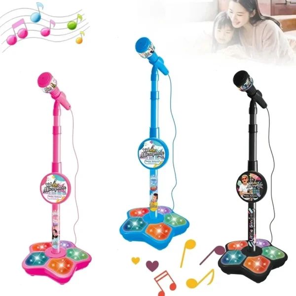 Kids Microphone with Stand Karaoke Song Music Instrument Toys Brain-Training Educational Toy Birthday Gift for Girl Boy